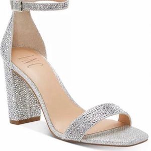 INC Silver block heels